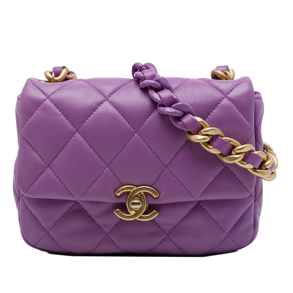 Pre-Loved Chanel Mini Quilted Lambskin Lacquered Chain Flap